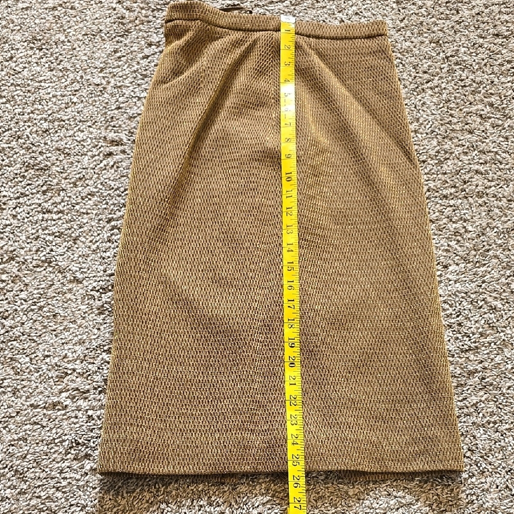 70s Rare Brown & Gold Ribbed Midi Pencil Skirt Set Made In Germany - Picture 7 of 12